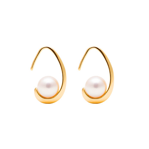 GeleiStory/GeleiStory幾何氣質款珍珠耳釘925銀鍍金淡水珍珠防過敏珍珠耳環女